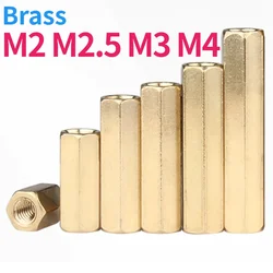 M2 M2.5 M3 M4 Copper Brass Double Way Hexagonal Column Hexagonal Thread PCB Motherboard Gasket Nut Hollow Column