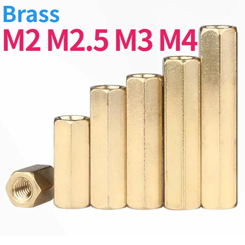M2 M2.5 M3 M4 Copper Brass Double Way Hexagonal Column Hexagonal Thread PCB Motherboard Gasket Nut Hollow Column