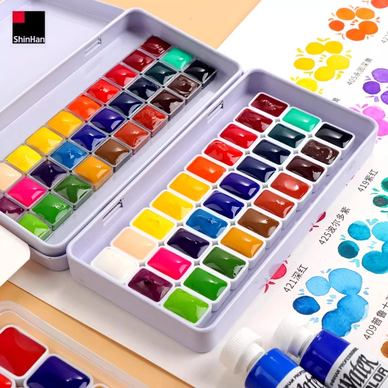 Korea Shinhan 30 Color Transparent Watercolor Paint Box Portable Travel Watercolor Nail Art Aquarelas Painting Supplies