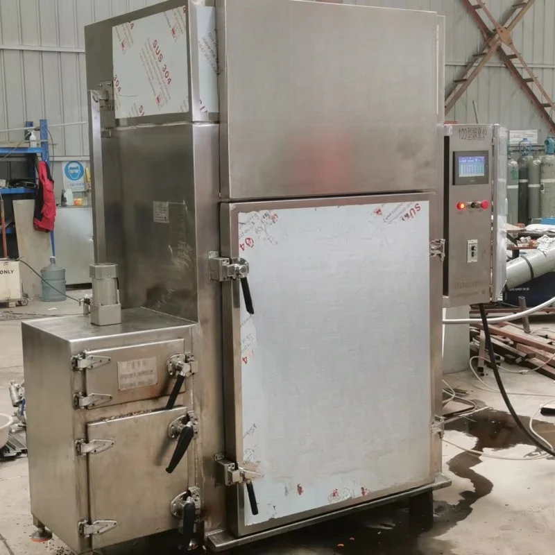 Automatic Charcoal Fish & Sausage Meat Smoker with Engine and Motor 304 Stainless Steel for Commercial Smokehouse Use