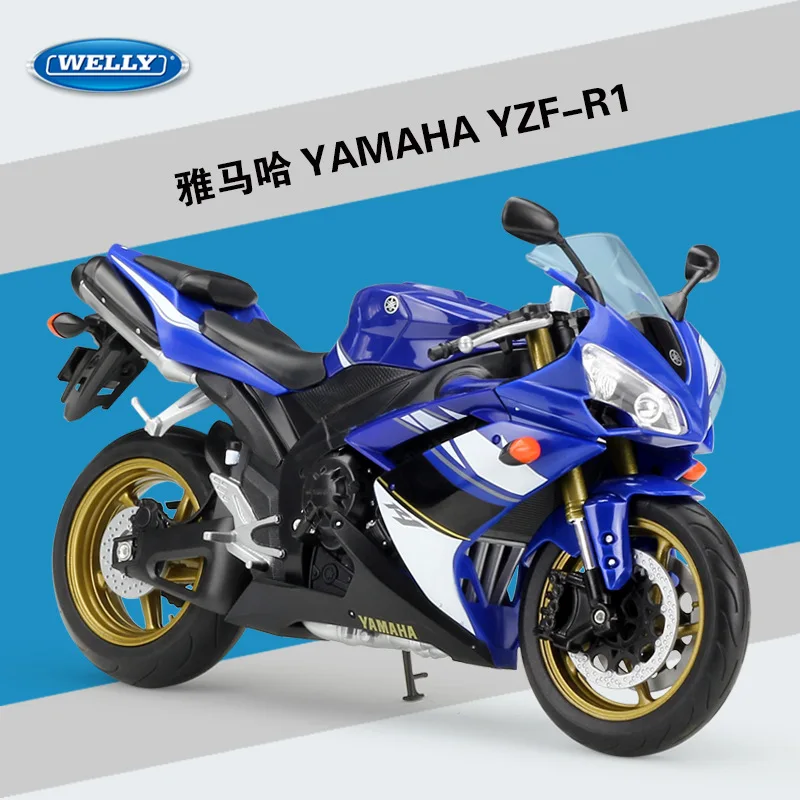 WELLY 1:10 YAMAHA YZF-R1 Motorcycle Model Simulated Alloy Toys Motorcycle Model Finished Collect Ornaments Boy Birthday Gifts