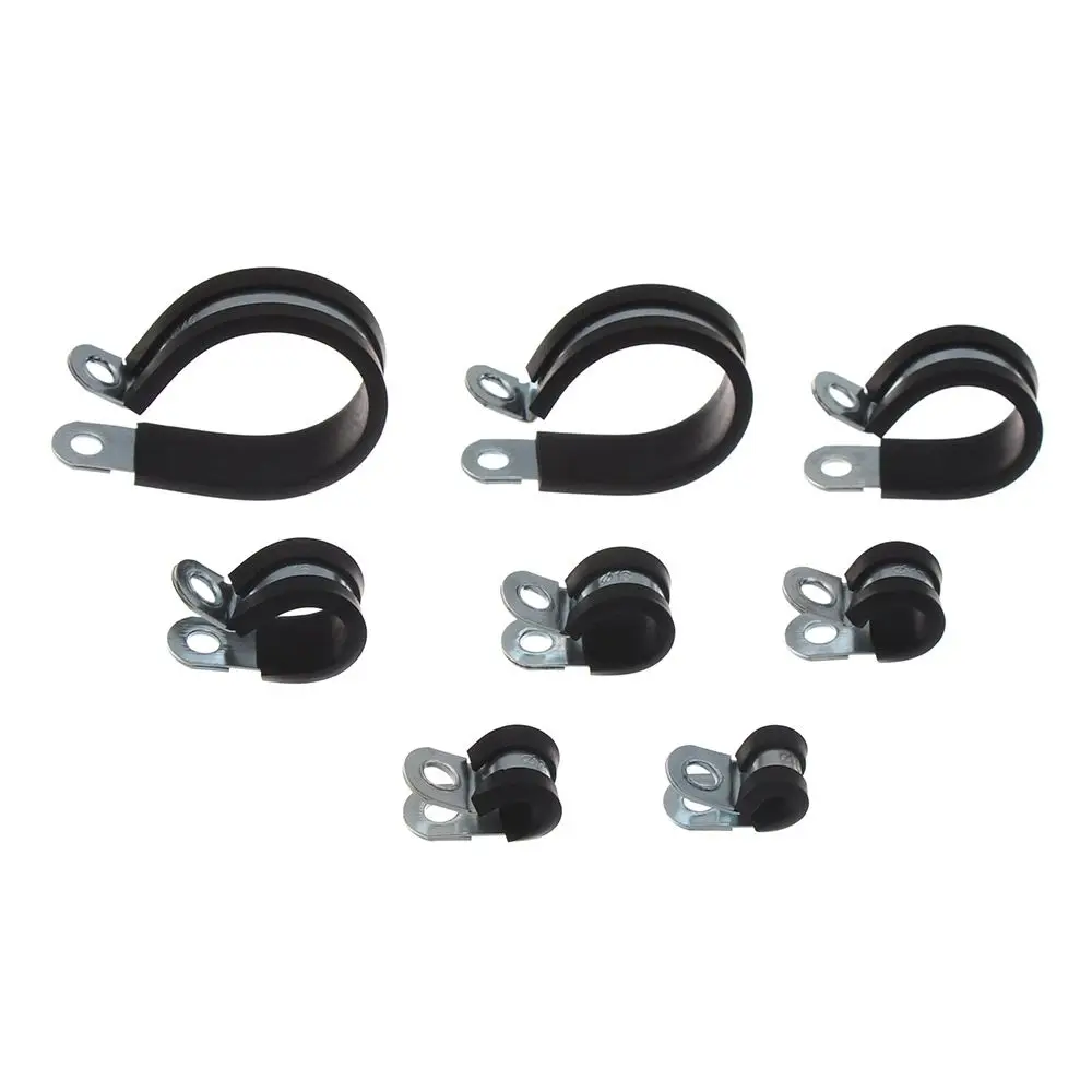 10Pcs Durable Hardware Metal Useful Rubber Lined P Clips Pipe Mounting Fix Wiring Hose Clamp Cable Fasteners