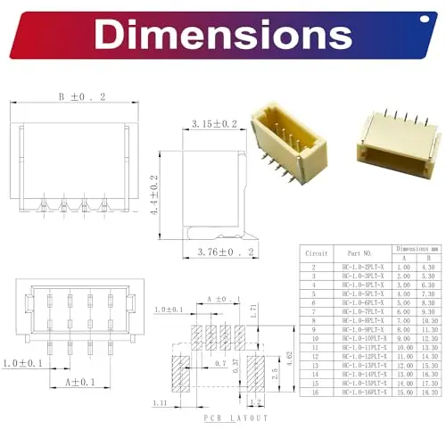 JST 커넥터 키트, SH1.0 SMT 헤더, Jst 1mm 피치 IC 소켓 플러그 어댑터, JST-SH 탑 타입 수직 헤더 (SH1.0-SMT 버전)