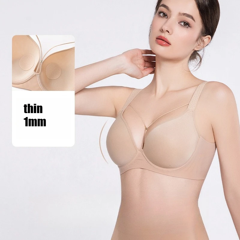 

Smooth Seamless Push-Up Bra Cross Front Strap Sexy Comfortable Ultra-Thin Breathable Jelly Wire-Free Underwire Bra Autumn