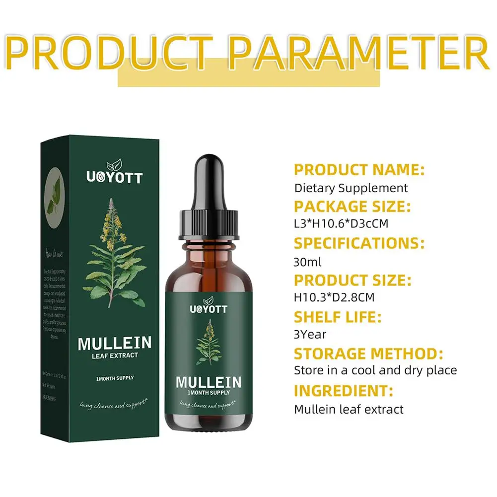 NEW High-end 60ml Organic Mullein Leaf Extract Capsule For Lung Cleansing & Liver Cleaning Lungs Drops Fat Burning Slimming Prod