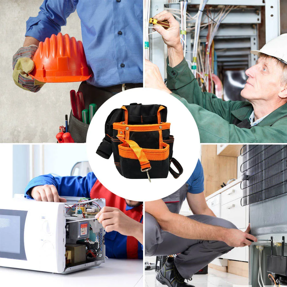 8-Pocket Single Side Tool Belt Pouch Adjustable 3-Inch Belt Multi-Function Pouch for Carpenters and Builders