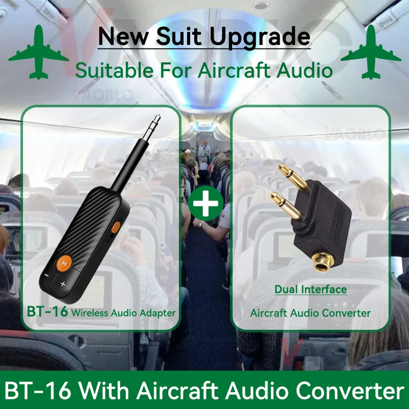 【航空機オーディオに最適】2 in 1 Bluetooth 5.2 オーディオレシーバー トランスミッター 3.5MM AUX マイク付き ステレオ音楽ワイヤレスアダプター 飛行機 PC TV 車用ヘッドセットスピーカー