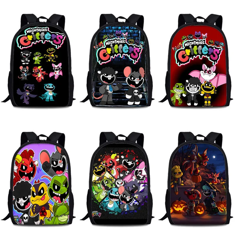 Nightmare Critters Backpack Nightmare Monster Scchool Bags Pencial Bag  Nightmare Lamb Book Bag Pen Case For Student Backpack