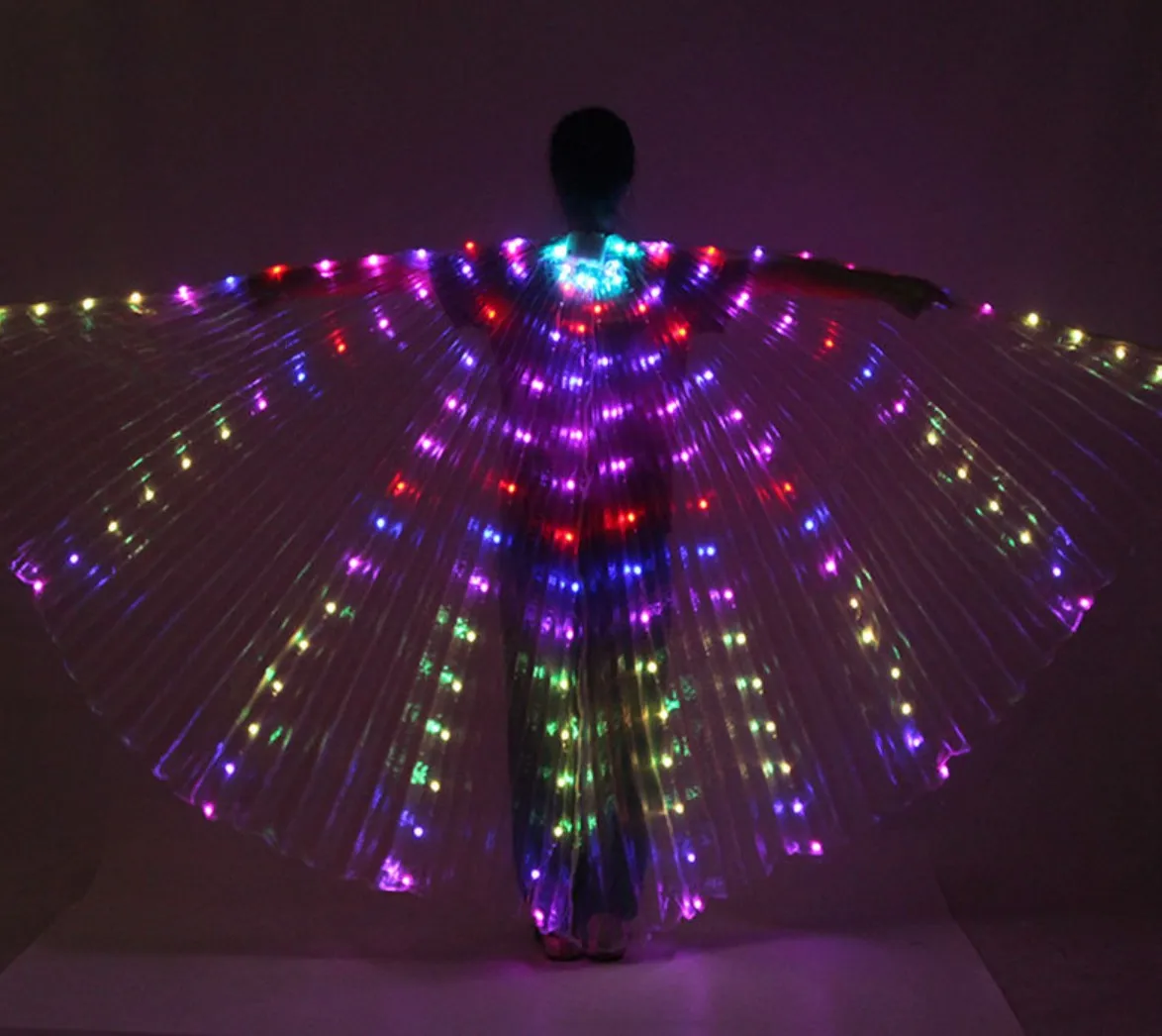 Remotely Controllable RGB LED Fairy Wings Stage Dancing Light Show Prop Accessories Belly Dance ISIS LED Wings