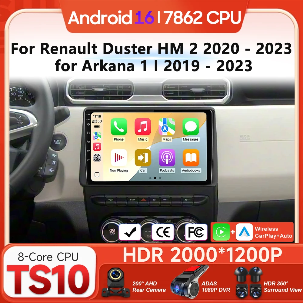 

Мультимедийный проигрыватель Android для Renault Duster HM 2 2020-2023, Arkana 1 I 2019-2023, с Carplay, радио, видео, навигацией GPS, DSP