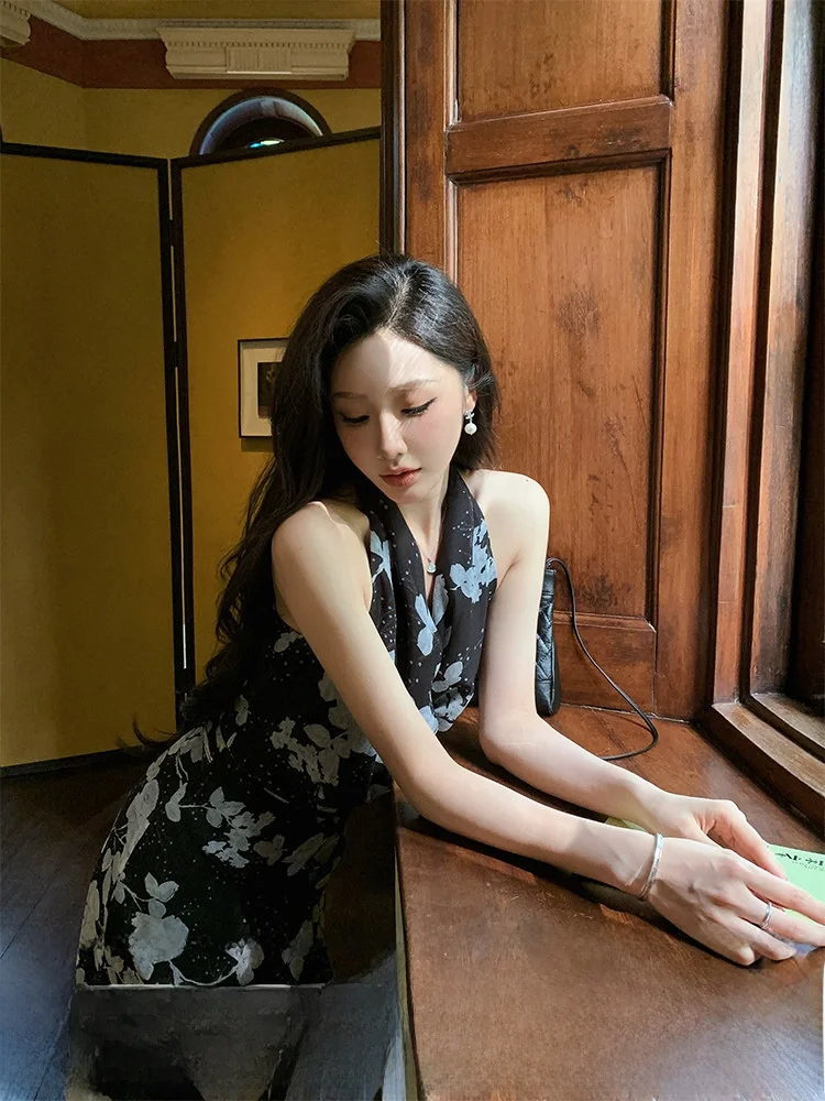 

Летний повседневный женский модный комплект Dingtail: легкий комплект из двух предметов с V-образным вырезом, без рукавов, с юбкой с разрезом