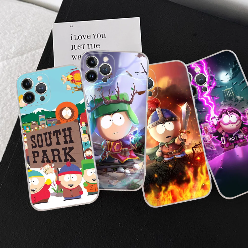 S-South Cartoon P-Parks Phone Case For IPhone 16 15 13 14 Pro Max XS XR 12 11 Pro 13 Mini 6 7 8 Plus Soft Clear Back Cover