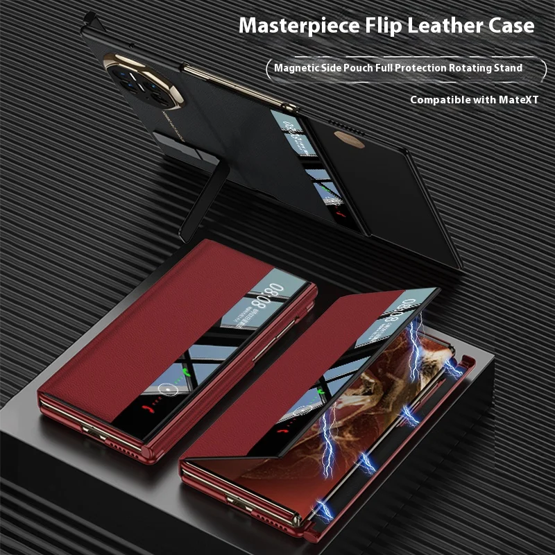 حافظة لهاتف Huawei MateXT Supreme Master قابلة للطي، غطاء كامل بإطار حماية نافذة الرؤية الذكية  #4