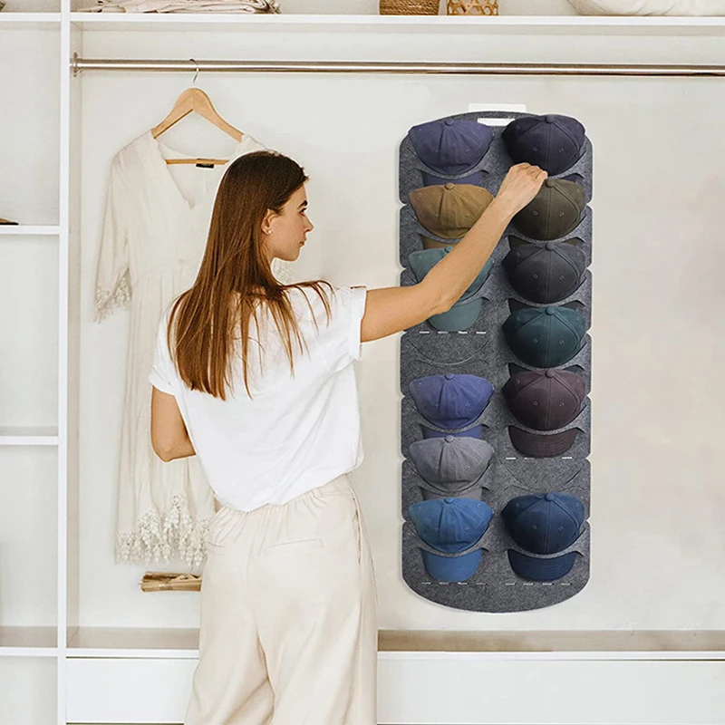 Hanging Hat Organizers For Bedroom Closet Space Saving Wall Door Back Display Rack Baseball Cap Felt Storage Holders Wholesale