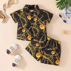 3-36 Months Short Sleeve Blouse and Shorts Summer Outfit Toddler Infant Clothing Set Kids Wear Ootd For Newborn Baby Boy