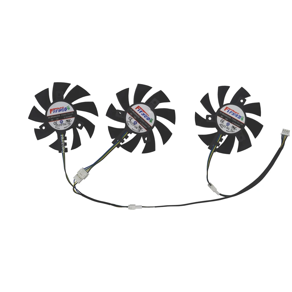 

Video Cards Fan For ASRock RX 5600XT Phantom Gaming 6G,RX5700XT Challenger Pro 8G OC,ASRock VII 16g,3Pcs/Set,FD8015U12D