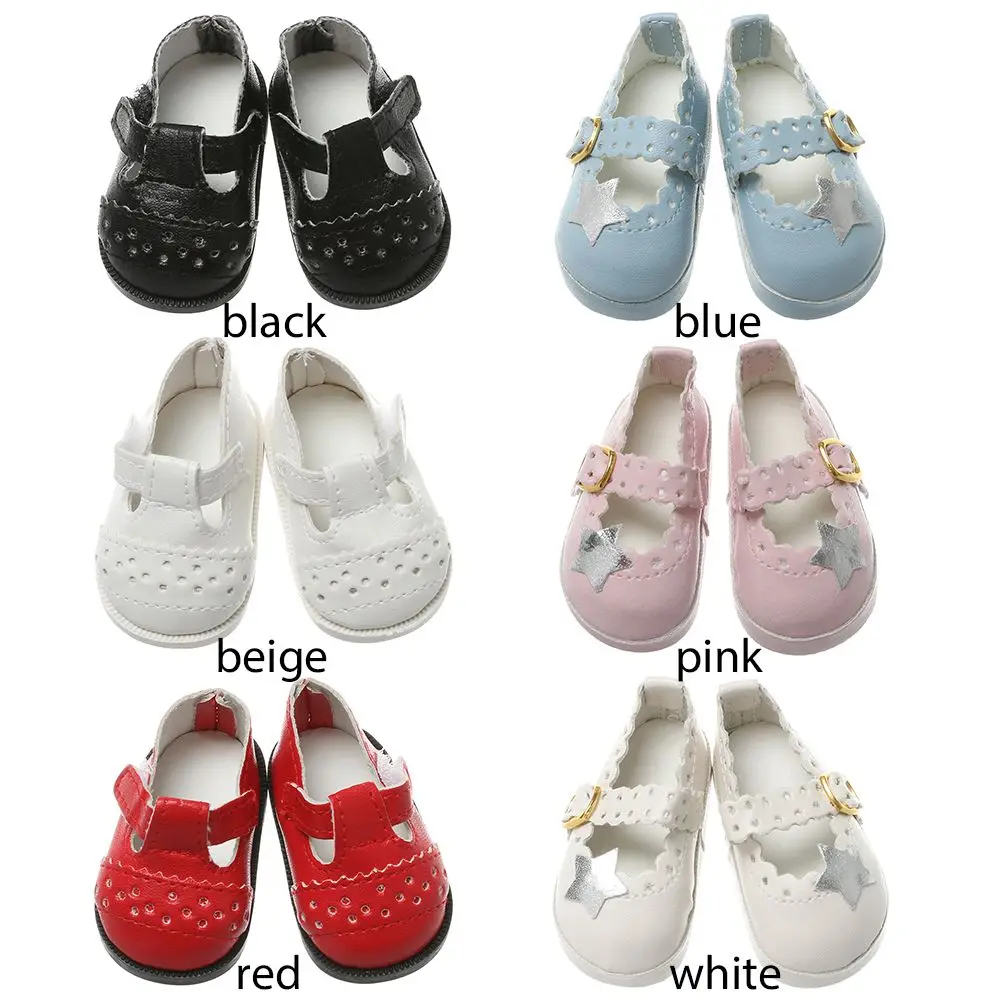 6.5cm Birthday Gifts Doll Accessories Children Clothing Accessories Doll Shoes PU Leather Shoes 16 Inch Doll Pentagram Toy Shoes