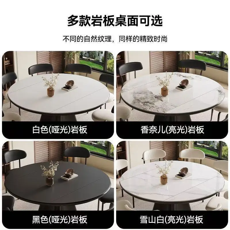 Slate household dining table Small apartment telescopic folding square and round dual-purpose