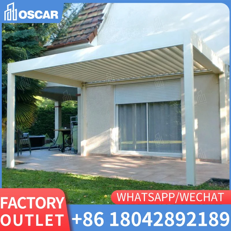 Hooeasy Balcony Motorized Electric Outdoor Motorized Roller Blinds Drop Awning for Pergola