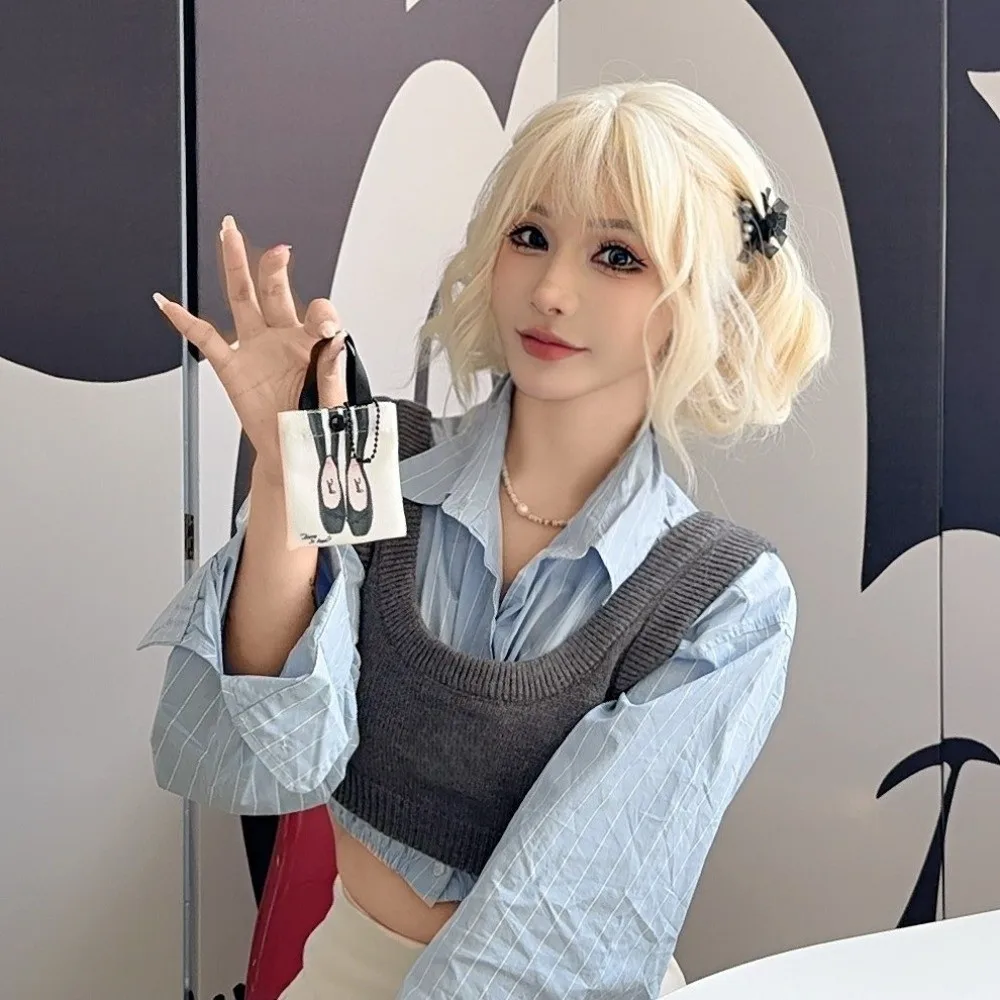 

Canvas Ballet Shoulder Bag Sweet Large Capacity Toe Shoes Drawstring Bag Casual Korean Style Mini Bag Pendant Ballet Dancer