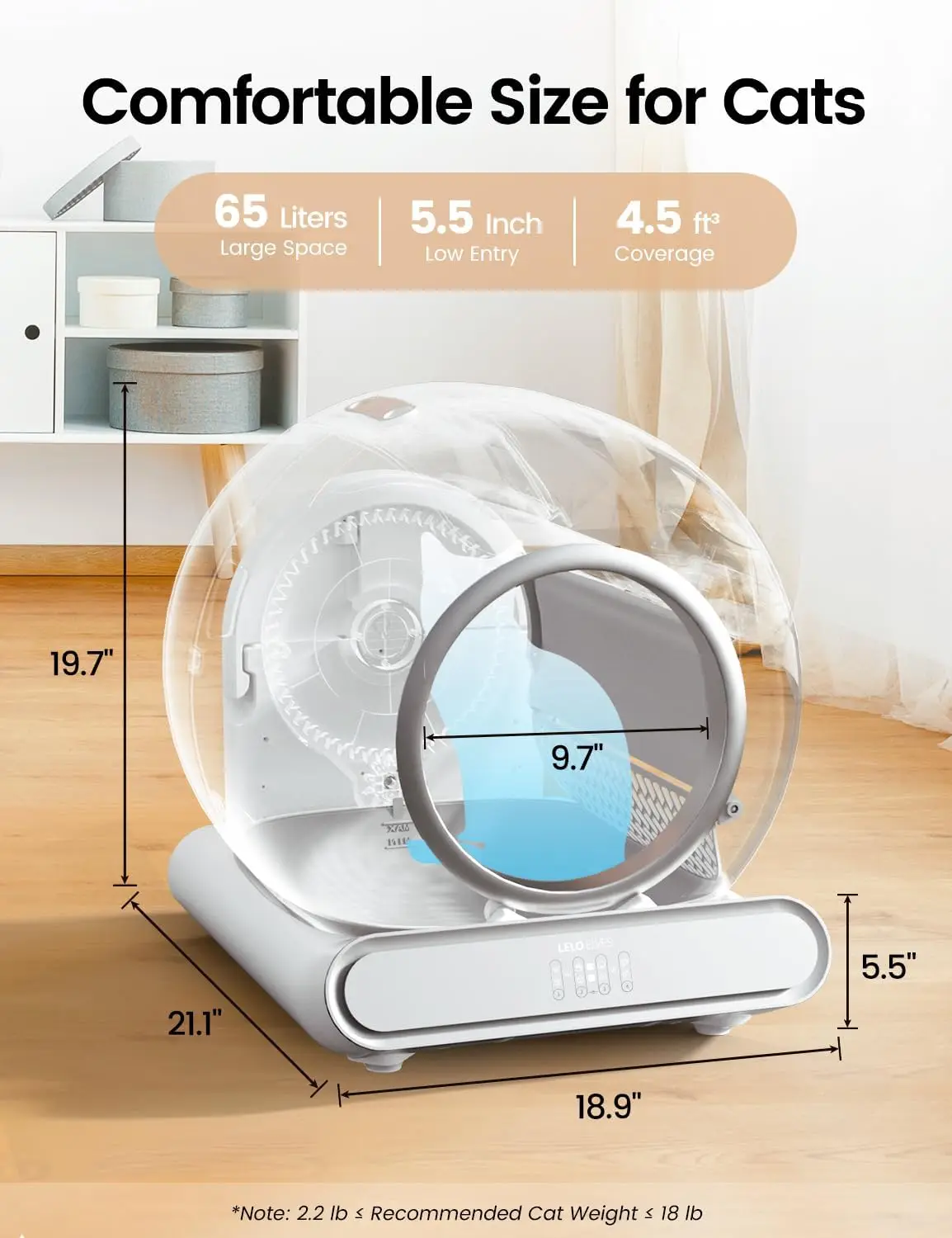 Self Cleaning Cat Litter Box, Ultra-Safe Protection Automatic Cat Litter Box, APP Control/Lower Entry/Large Capacity with 3 Roll