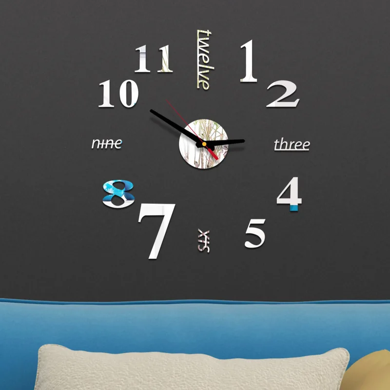 2023 New Creative Luminous Wall Clock Living Room DIY Wall Sticker Clock Mute Clock Wall Clock Home Decorate Wall Digital Clock