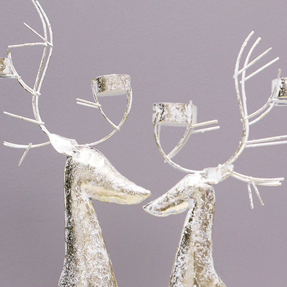 

S Reindeer Tea Light Holder Iron Craft Christmas Centerpiece Decoration for Dining Table Mantel Holiday Lighting Setup