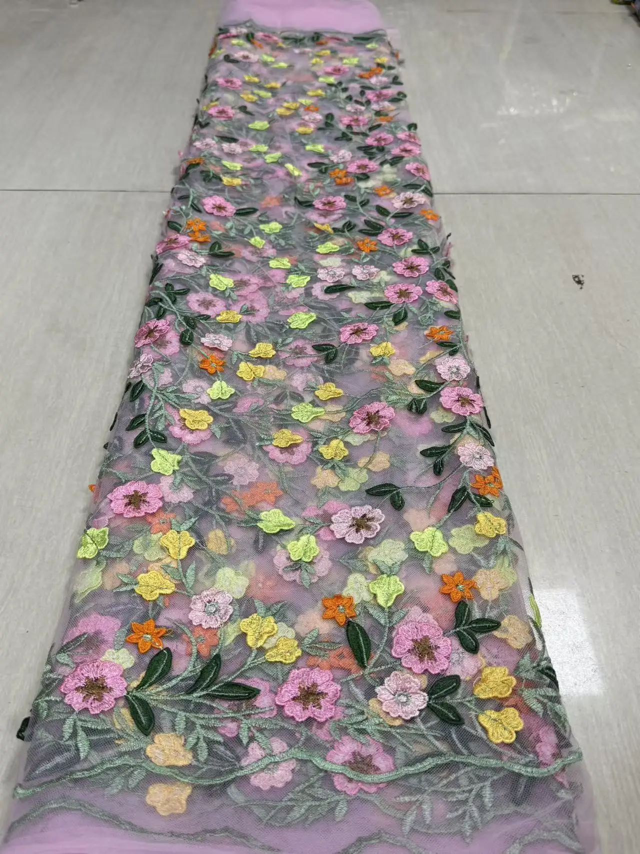 Elegant Soft 3D Flowers Applique Tulle Lace Fabric Mixed Colors Best Quality for Wedding Evening Dresses