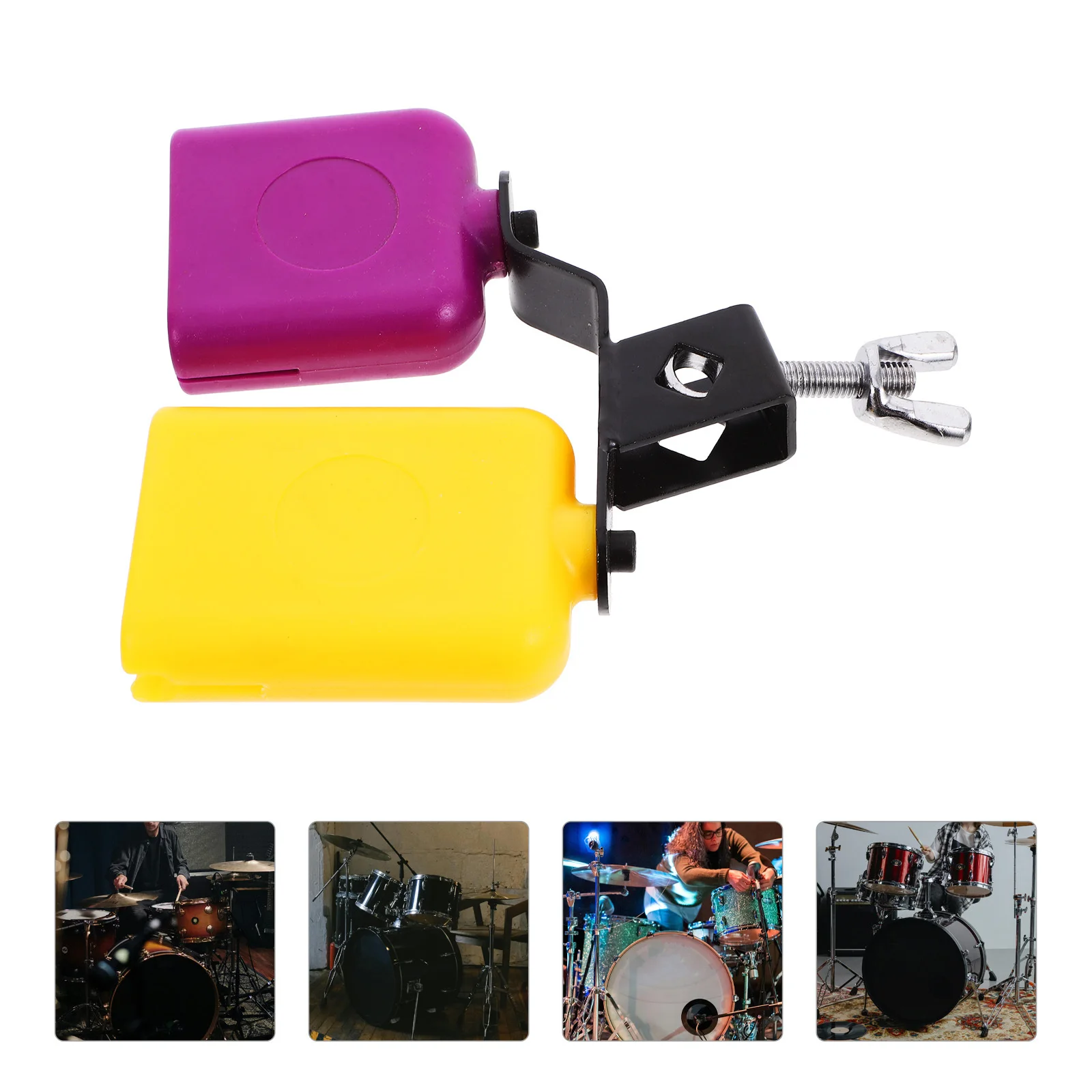 

Dual Tone Cowbell Drum Set Accessory High Low Tone Adjustable Block Drum Percussion Instrument Accessory Sound Long