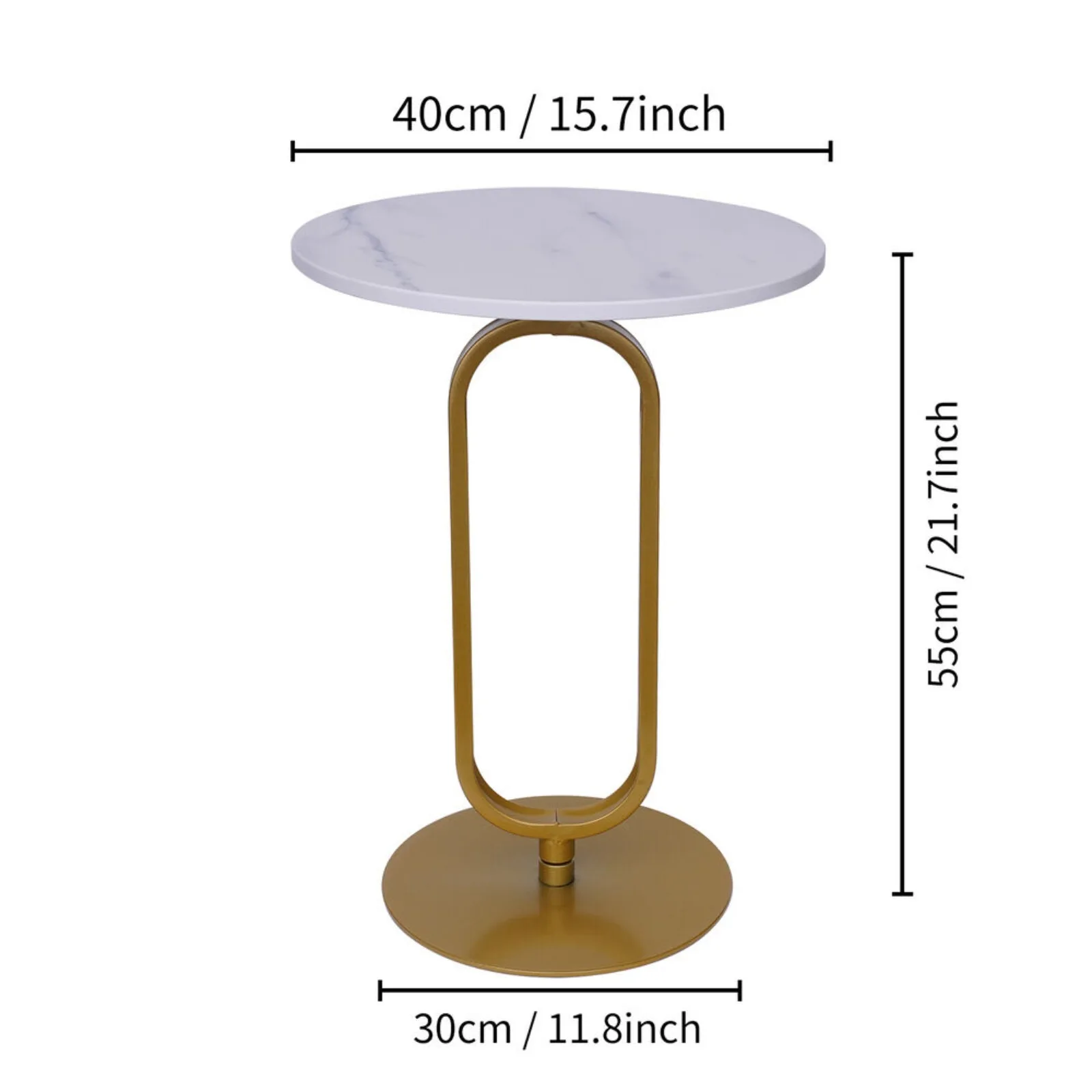 US Coffee Table Gold Round Table with Smooth White Marble Top Convenient Move