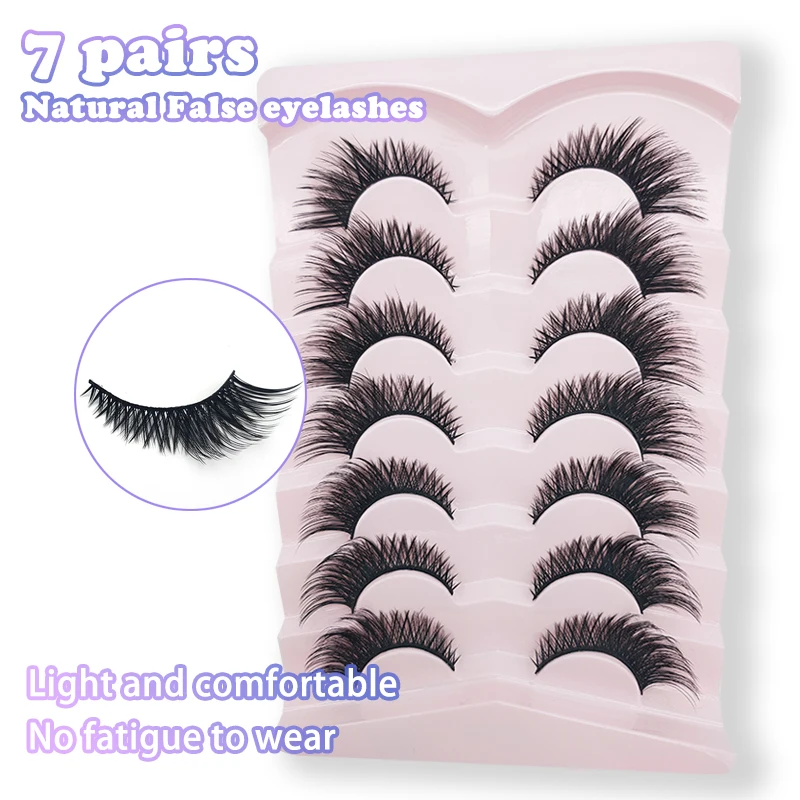 7 Paar Volledige Strip Wimpers Cat Eye Wimpers Gevleugelde Einde Oog Langwerpige Wimpers Zachte Natuurlijke Valse Wimpers Make-Up Benodigdheden