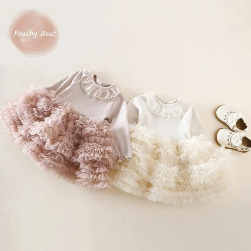 

Newborn Baby Girl Ruffled Tutu Dress Long Sleeve Infant Toddler Child Tulle Vestido Spring Autumn Casual Baby Clothes 0-3Y
