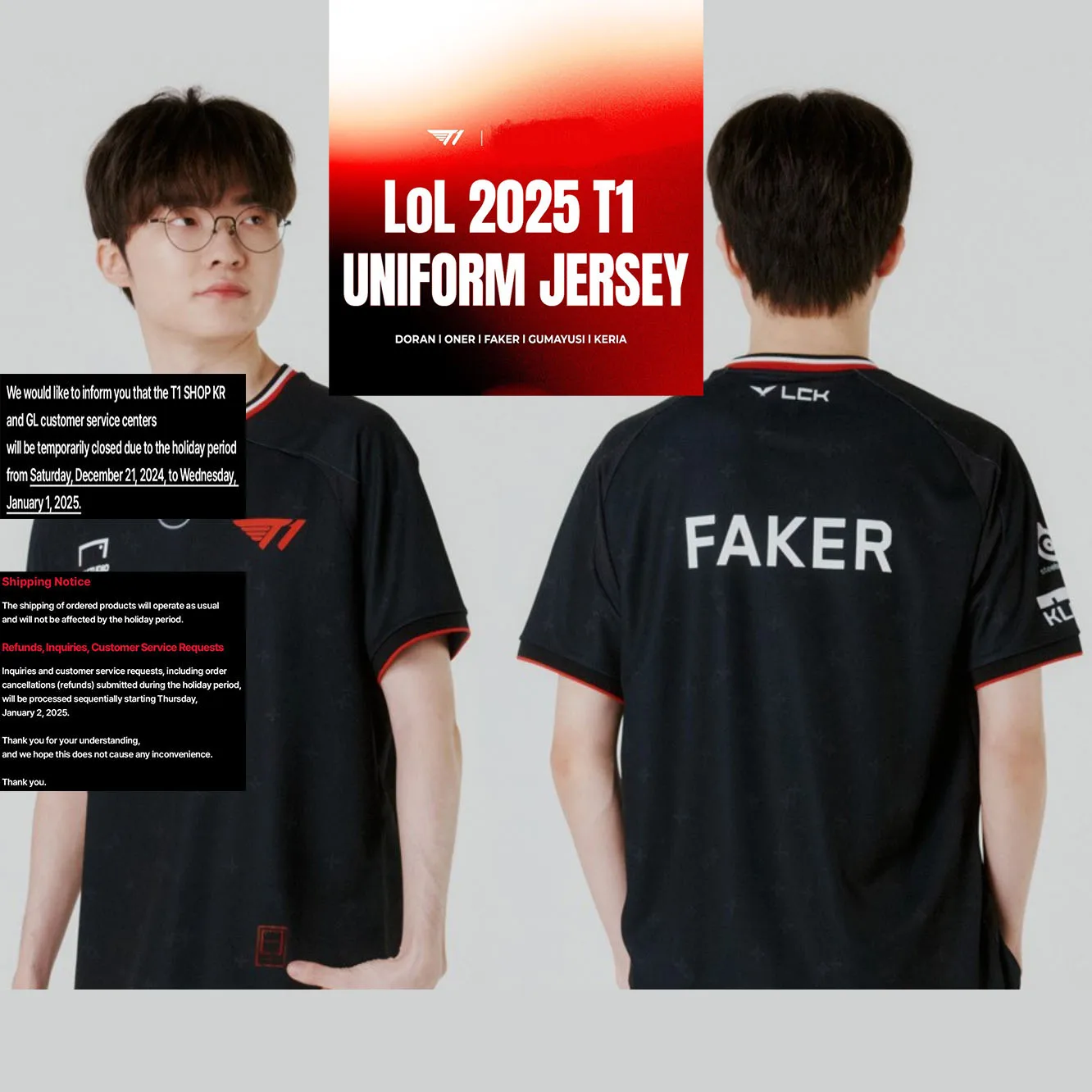 2025 New T1 Esports Team Uniform Faker T-shirt League Of Legends Jersey Men Clothes T Shirt LOL Games