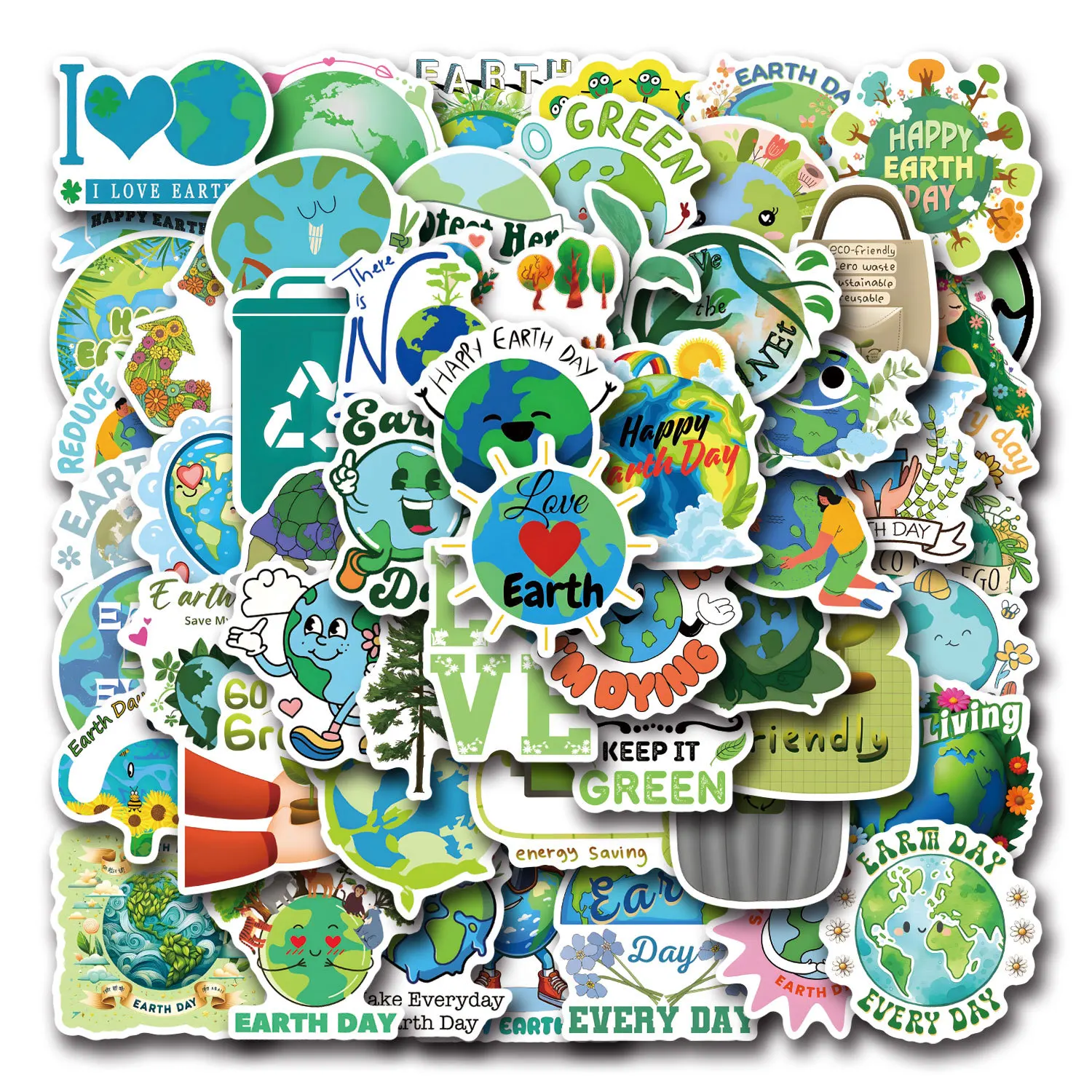 10/55/110PCS Earth Day Stickers Protect the Environment Cartoon Decals Laptop Guitar Car Cup Phone Skateboard Waterproof Sticker