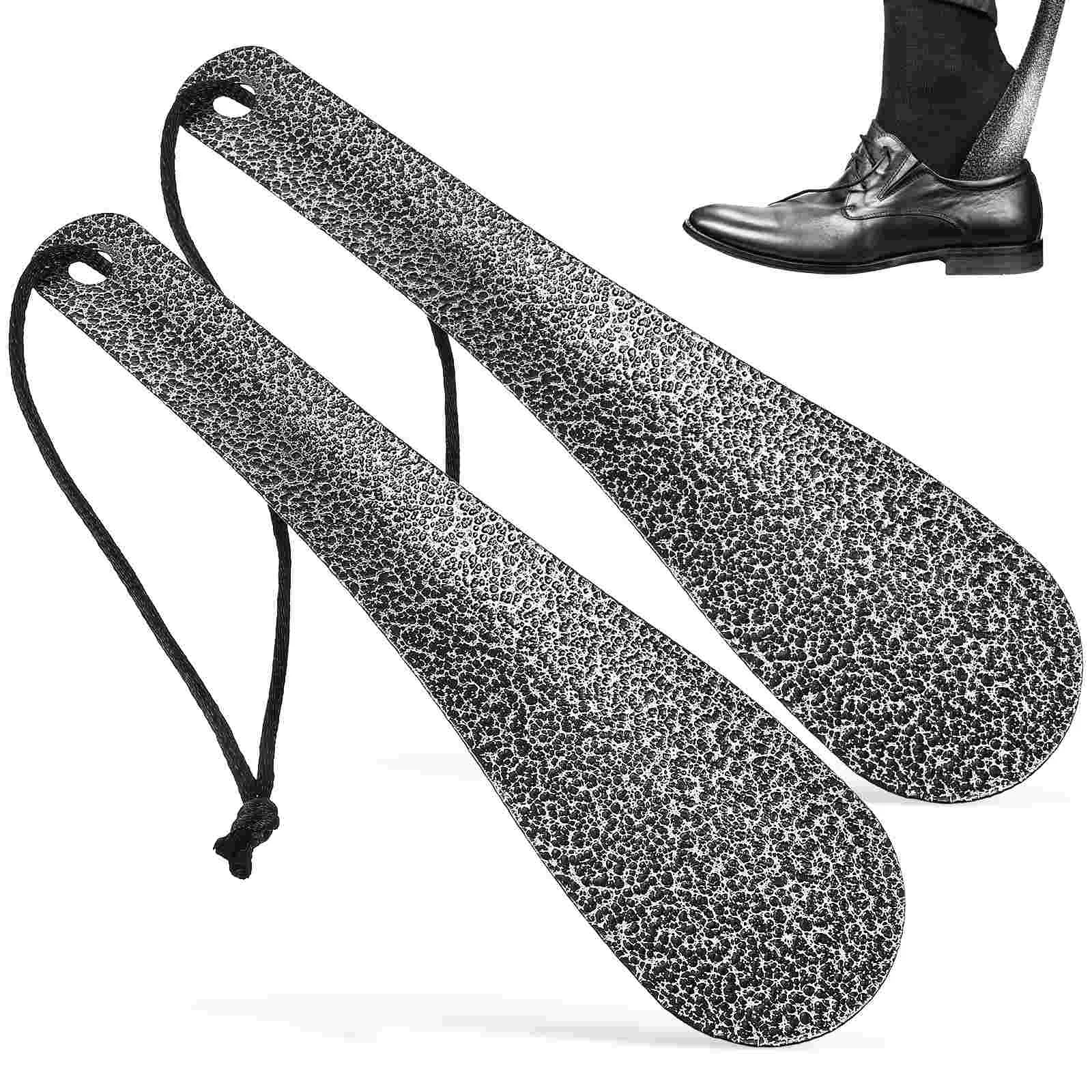 

2 Pcs Metal Shoehorn Wearing Helper Kids Tools Portable Shoehorns Short Handled Lifting Woman