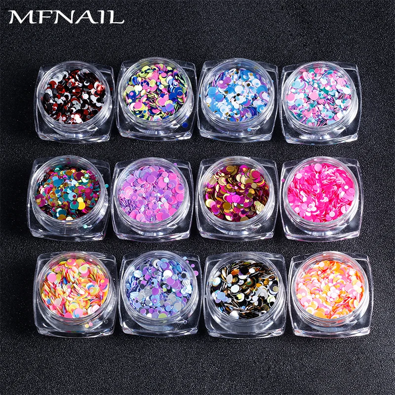 

12 Bottle/Set Shiny Round Sequin Mixed Colors Thin Slice Flakes Nail Art Glitter Colorful Sequin DIY Tips UV Gel Paillette PT051