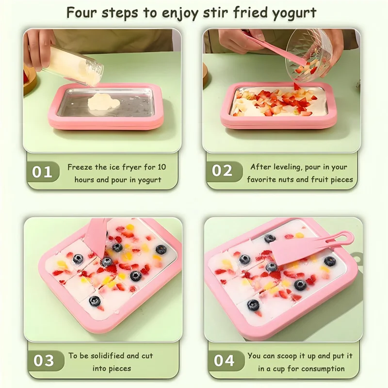 B58B-Ice Cream Frozen Yogurt Machine Great For Making Ice Cream, Fruit Shakes, Smoothies Quick Cooling Tray With Two Scrapers