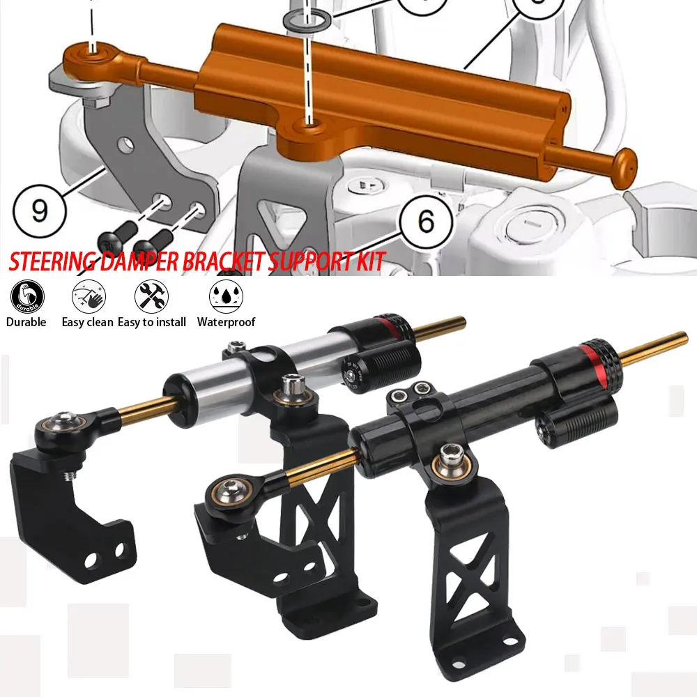 

2023 2024 Steering Damper PA1250 Mount Bracket Support Kit Motorcycle Stabilizer For Pan America PA RA 1250 S 2021 2022 RA1250