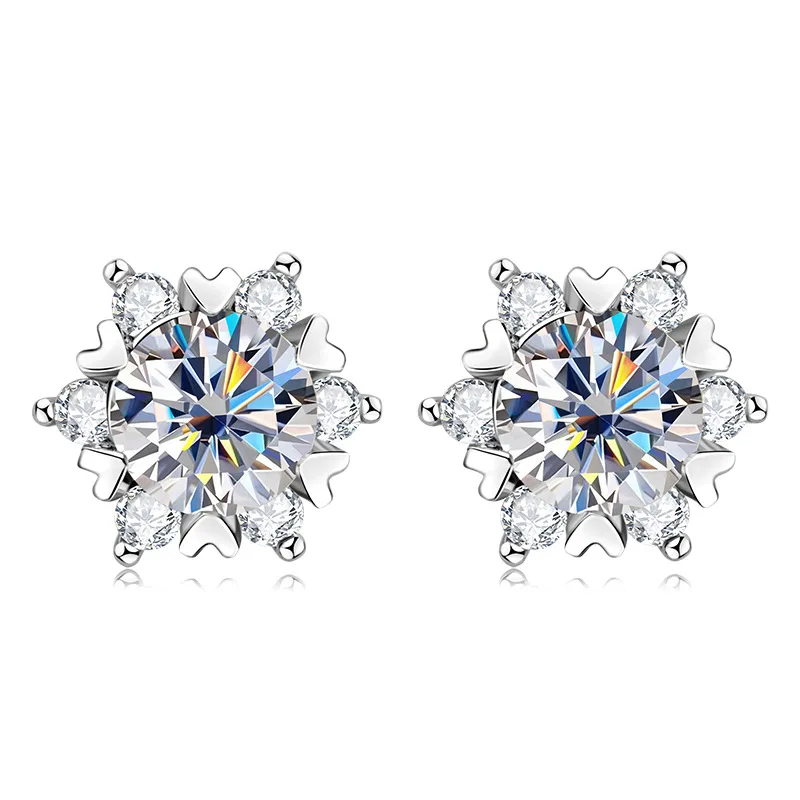 925 فضة مويسانيتي المرأة وأقراط ندفة الثلج وأقراط VVS1 غرامة مجوهرات هدية مع شهادة #6