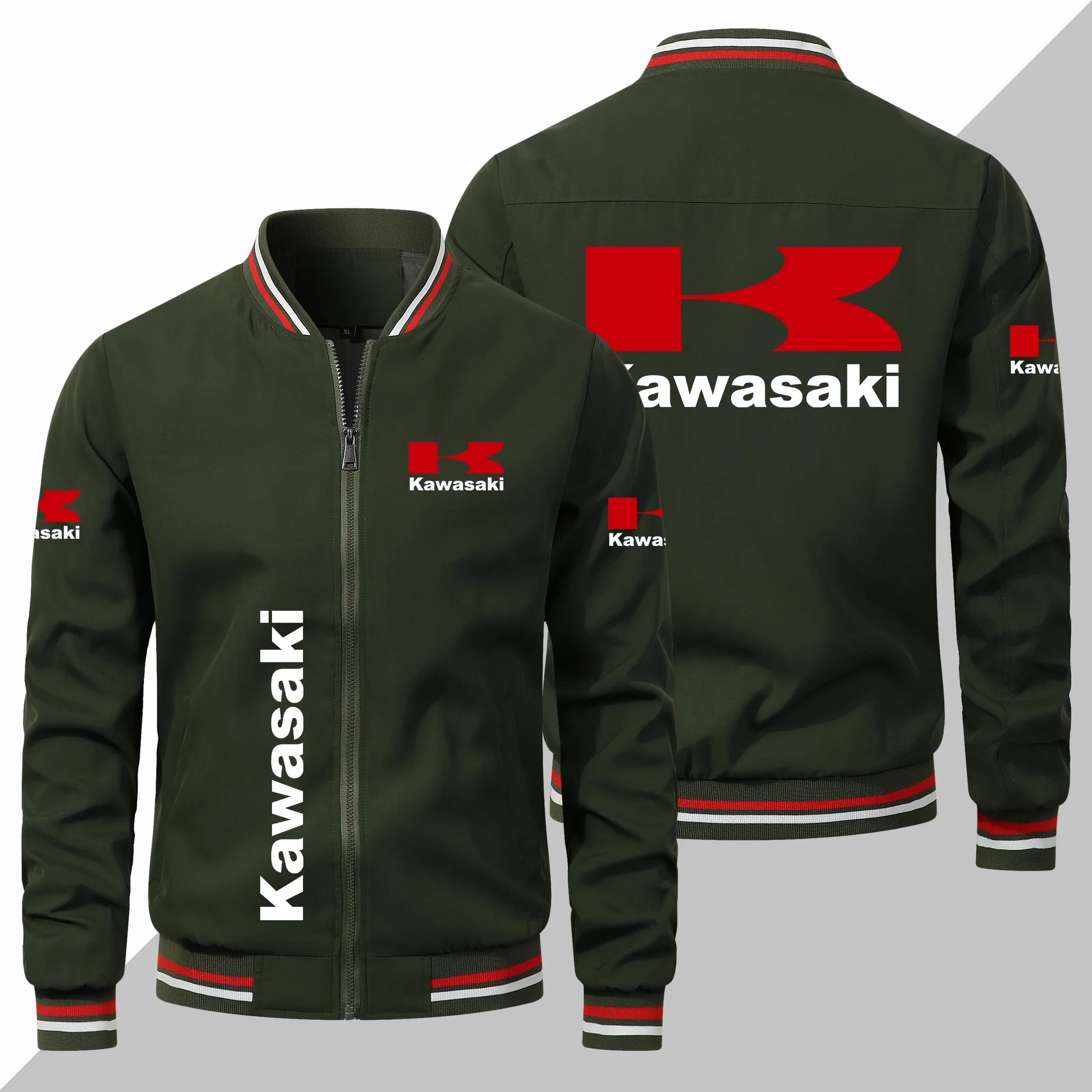 2024 Men\'s Jacket Kawasaki Motorcycle Logo Printed Jacket Kawasaki Sports Outdoor Sportswear Racing Suit Tops