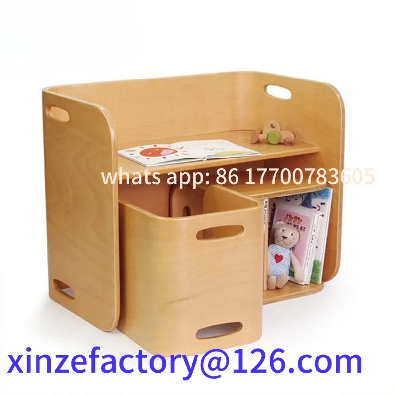 Customizable Kindertisch- und Stuhlset, multifunktionaler Esstischstuhl für Babys und Kindergarten aus massivem Holz