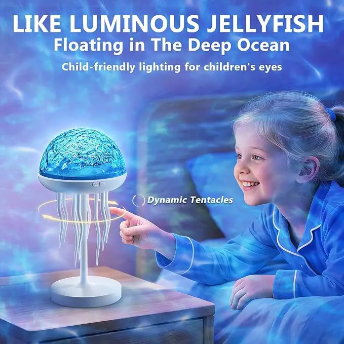 

Projection Jellyfish Night Light Adjustable RGB Multiple Colors Jellyfish Table Lamp Ocean Ambient Lighting For Bedroom Decor