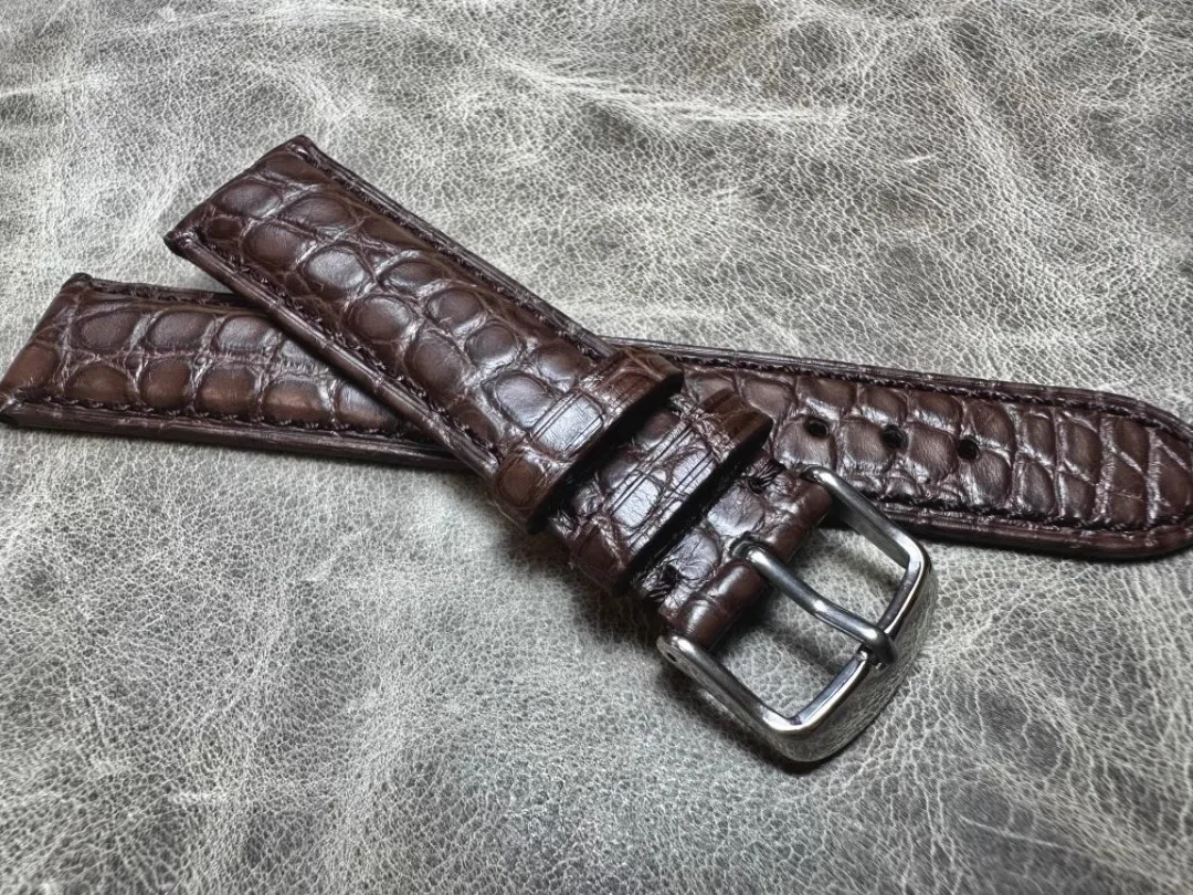 Handmate American Crocodile Leather Strap Ultra Thin/Thick Watchband 14 16 18 20 22MM Khaki Men Genuine Leather Bracelet