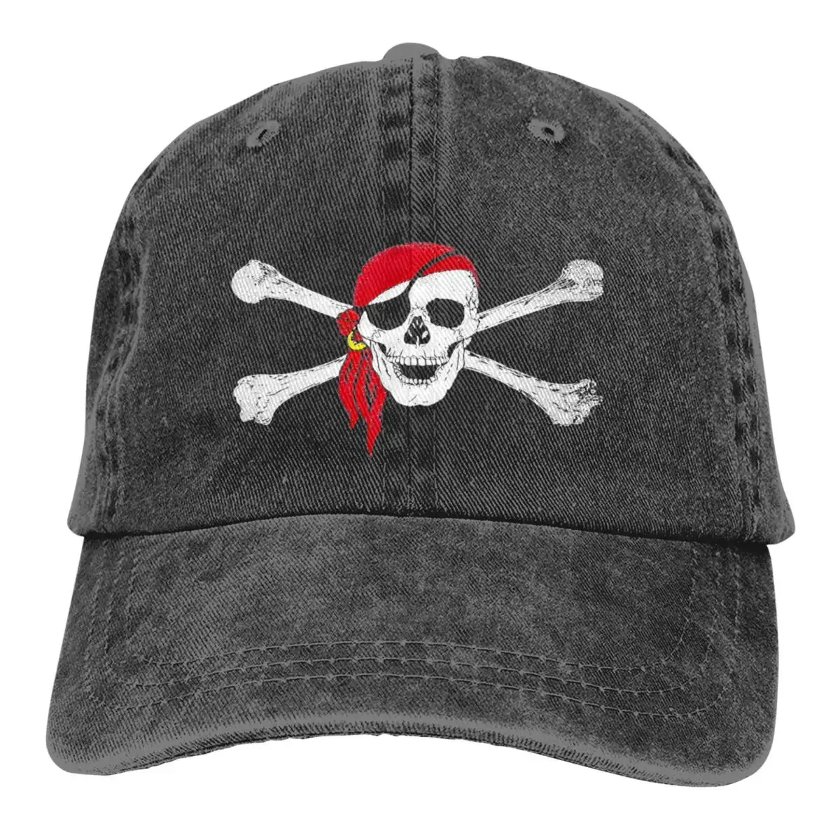 Plreta Flag Skull Baseball Cap Vintage Distressed Washed Crossbones Death Snapback Cap Unisex Outdoor Running Hats Cap