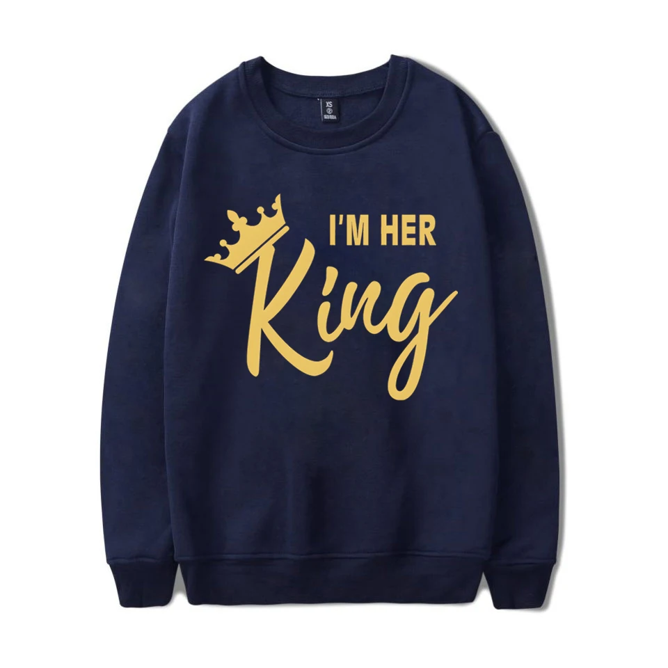 I'm Her King I'm Their Prince I'm His Queen Print Sweatshirt Daddy Mommy and Son Crown Outfit Fashion Brand Family Look Hoodies