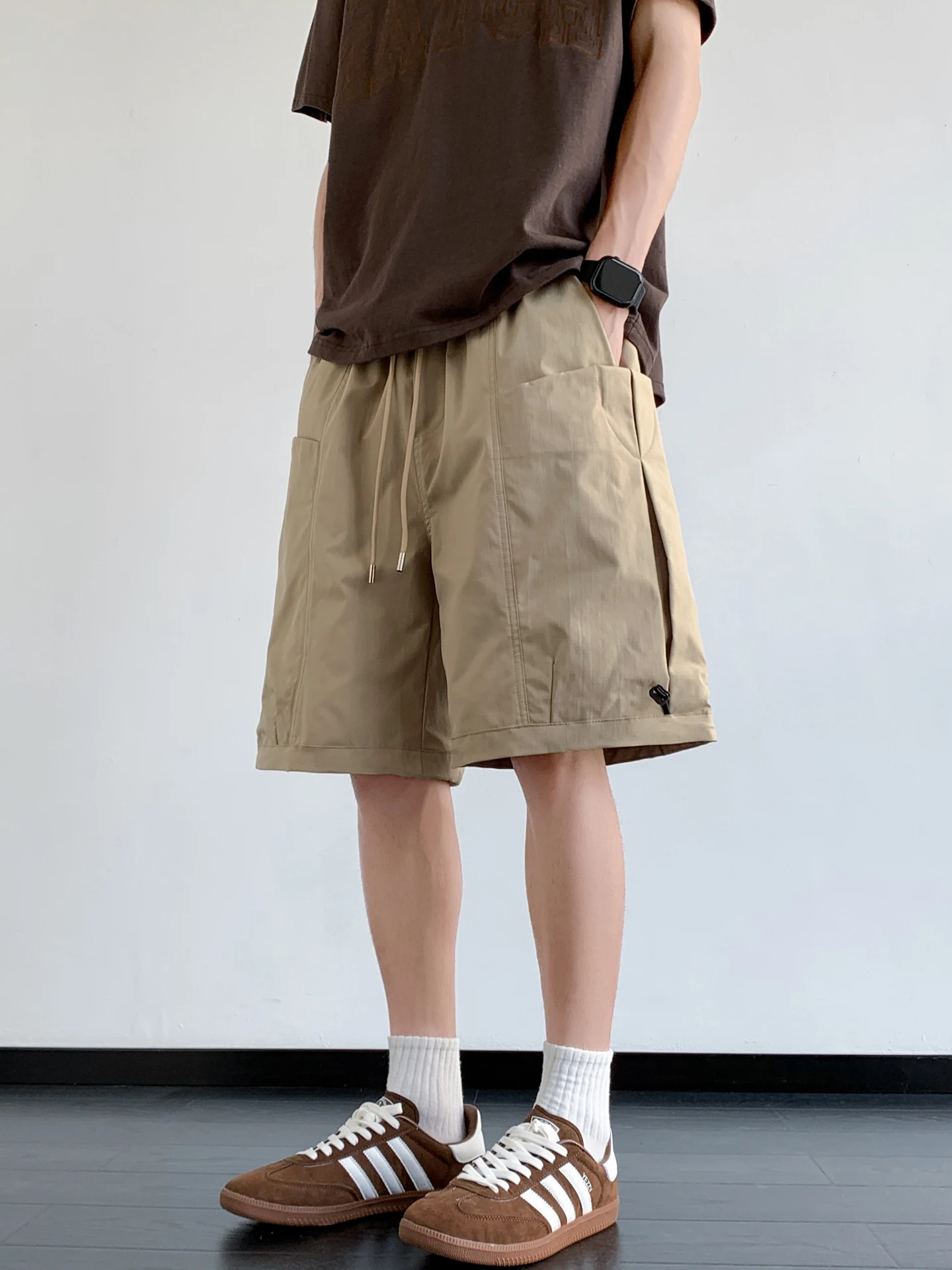 

Men's Summer Thin Loose Sports orts Casual Beachwear Qui Dry Outerwear Faionable Workwear Five-Quarter Mid-Pants