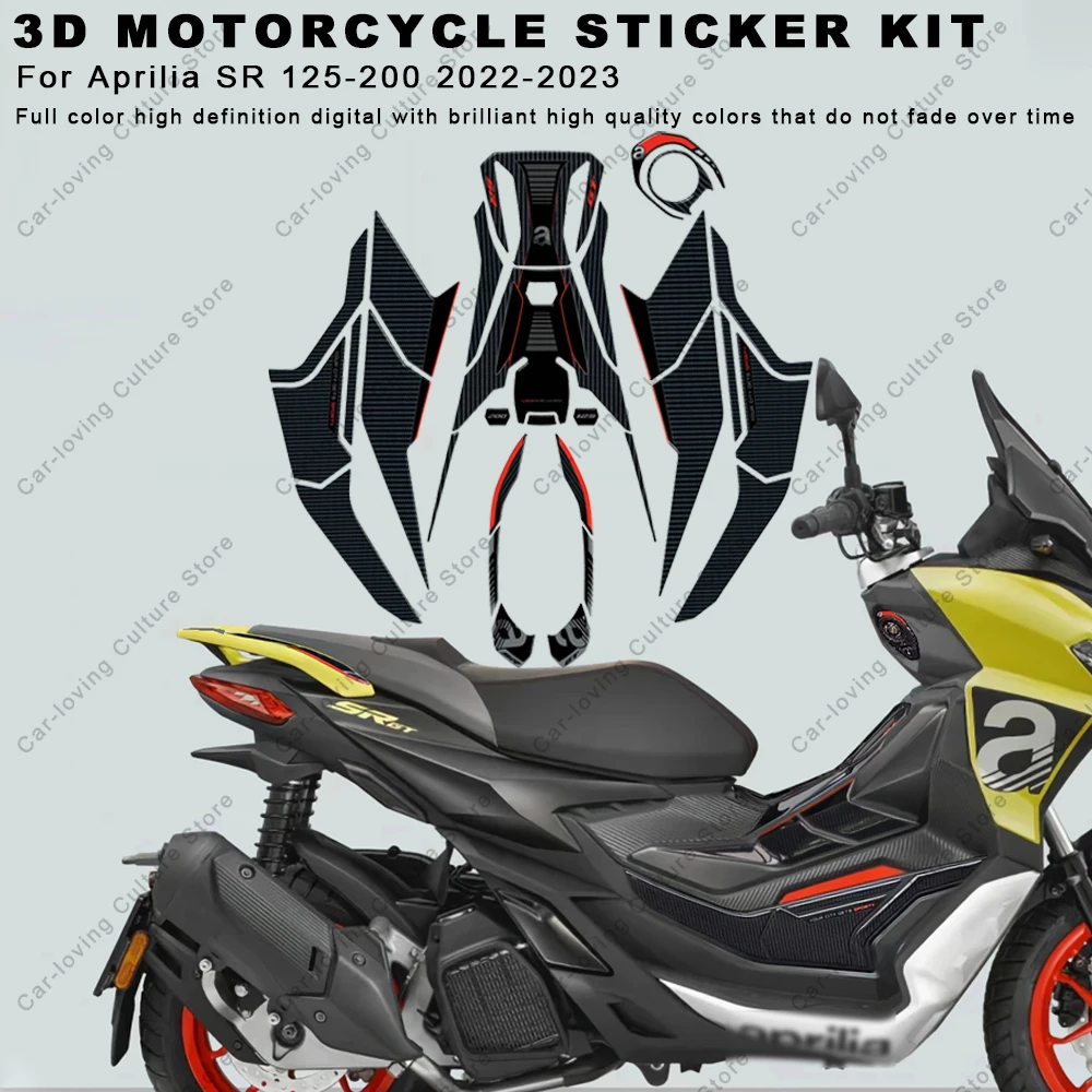 For Aprilia SR 125-200 2022-2023 Waterproof Protective Sticker 3D Motorcycle Sticker Kit Epoxy Resin Sticker