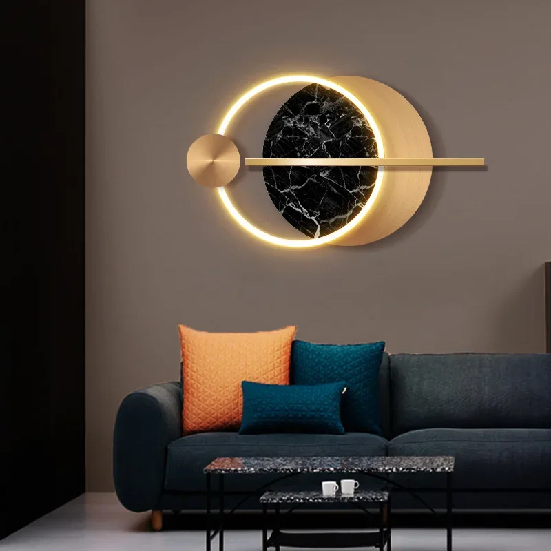 sofa background wall luminous decorative painting, three-dimensional round led crystal porcelain mural