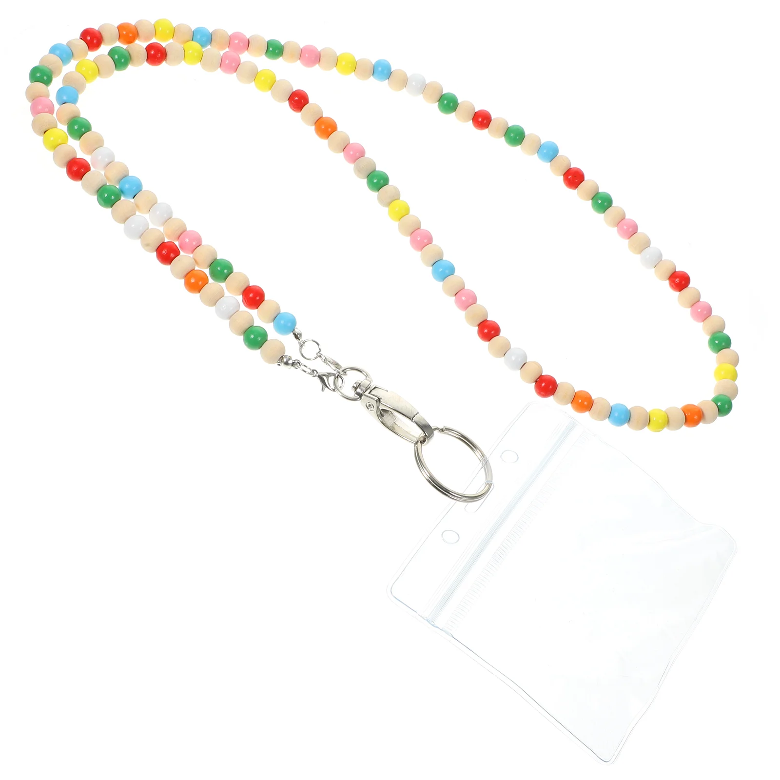 

Lanyards Macaron Color Wooden Bead Mixed ID Necklace Sweater Decorative Pendant For Badges Portable Colorful Card Holder Beaded