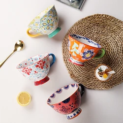 Large Capacity Oat Milk Breakfast Bowl Ceramic Mug Creative Personality Cute Home INS Coffee Cup Decoration Ornament